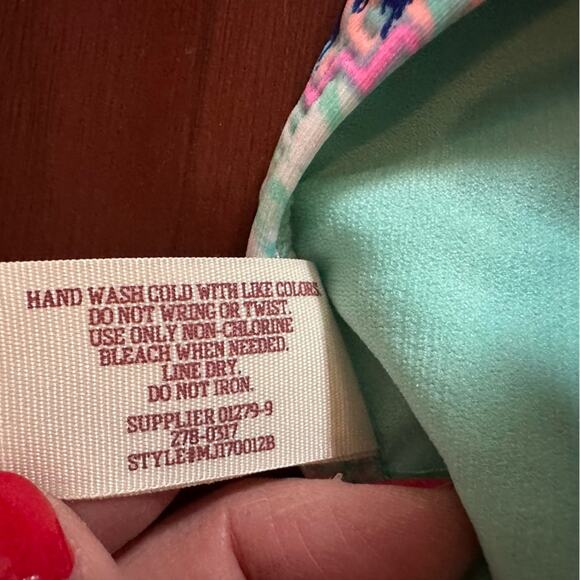 Arizona Jean Swim Beach Bikini Bottom Pink Mint Green Print NWT Medium - Picture 6 of 8